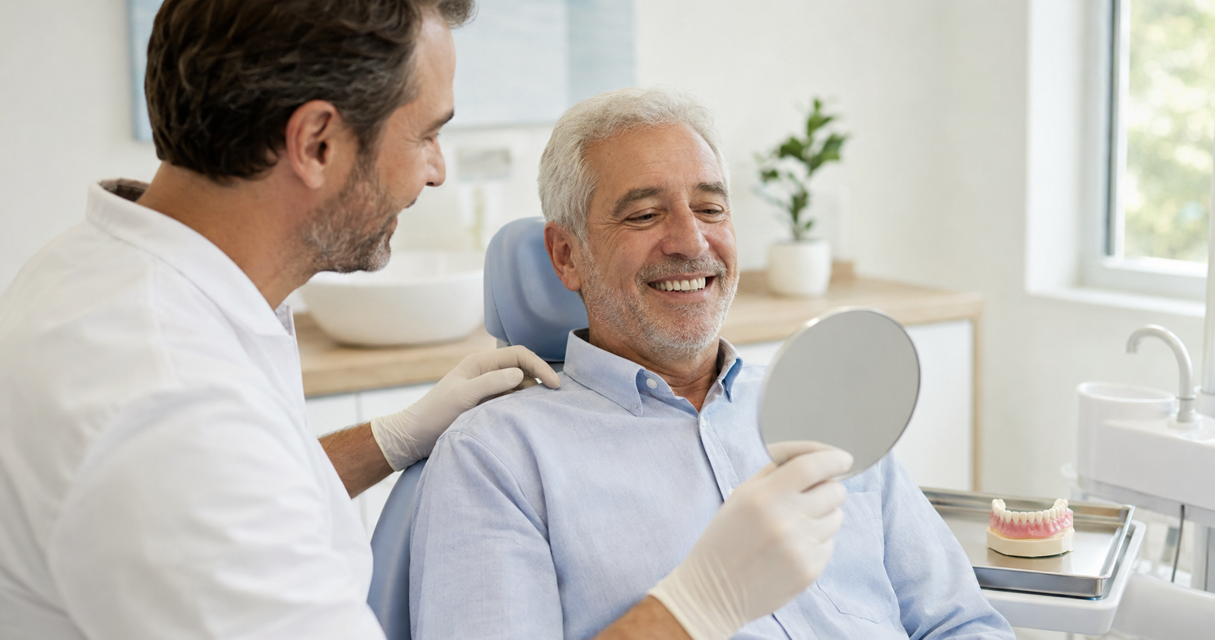 Paciente con prótesis fija provisional sobre implantes