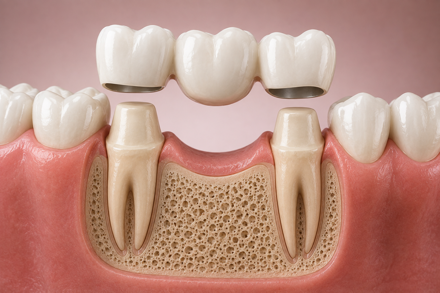 Puente dental apoyado sobre dientes vecinos